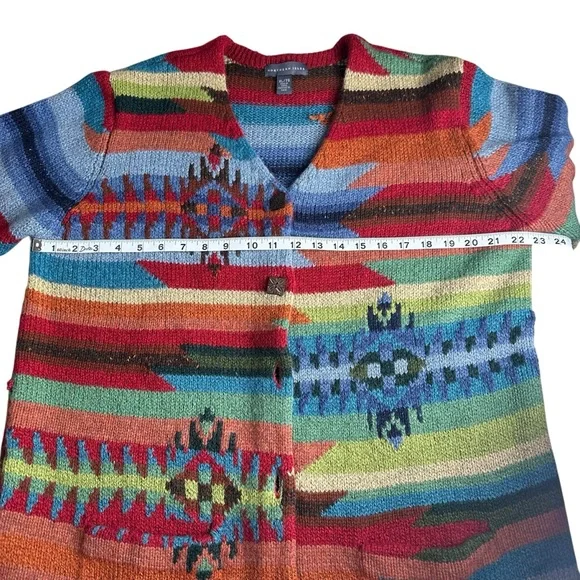 Northern Isles Colorful Aztec Patterned Cardigan Sweater. Size XL - Picture 4 of 8